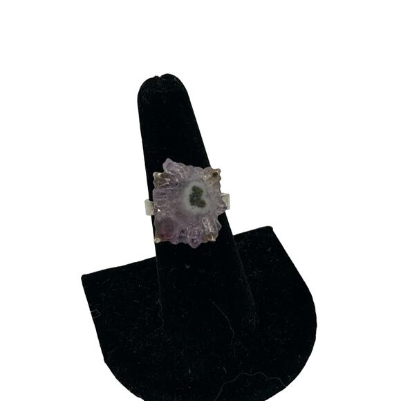 Raw Amethyst Sterling silver adjustable ring - Picture 1 of 4